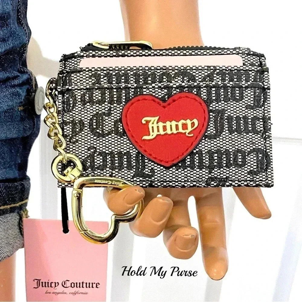 Juicy Couture Love Actually Mini Wallet Card & Coin Case Keychain Bag Charm NWT